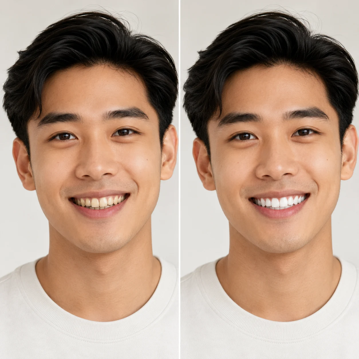 AI Teeth Whiten before and after comparison